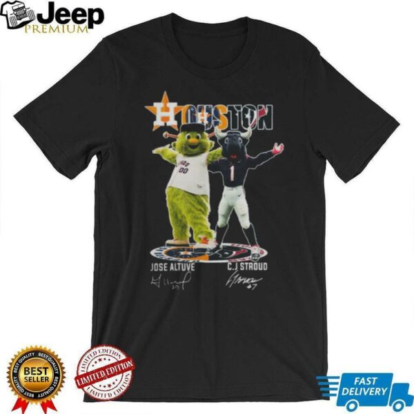 Houston Sports Teams Mascots Jose Altuve And Cj Stroud Signatures Shirt