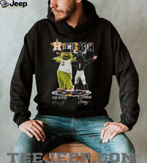 Houston Sports Teams Mascots Jose Altuve And Cj Stroud Signatures Shirt