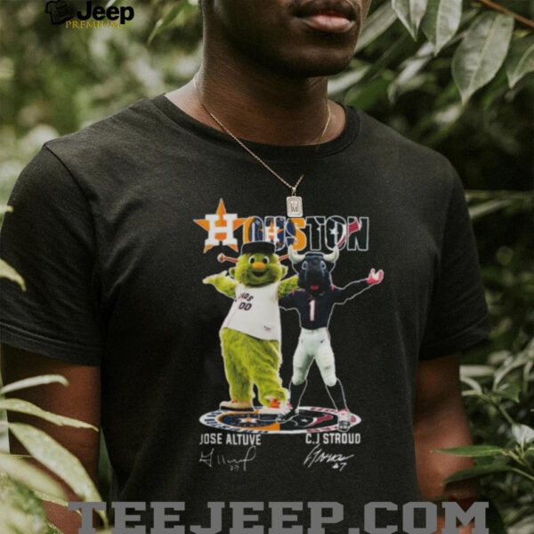 Houston Sports Teams Mascots Jose Altuve And Cj Stroud Signatures Shirt