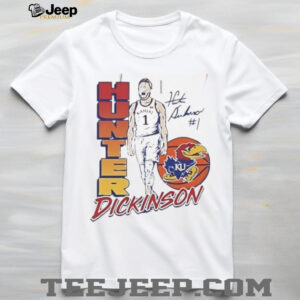 Hunter Dickinson 1 Kansas Jayhawks Basketball player signature shirt