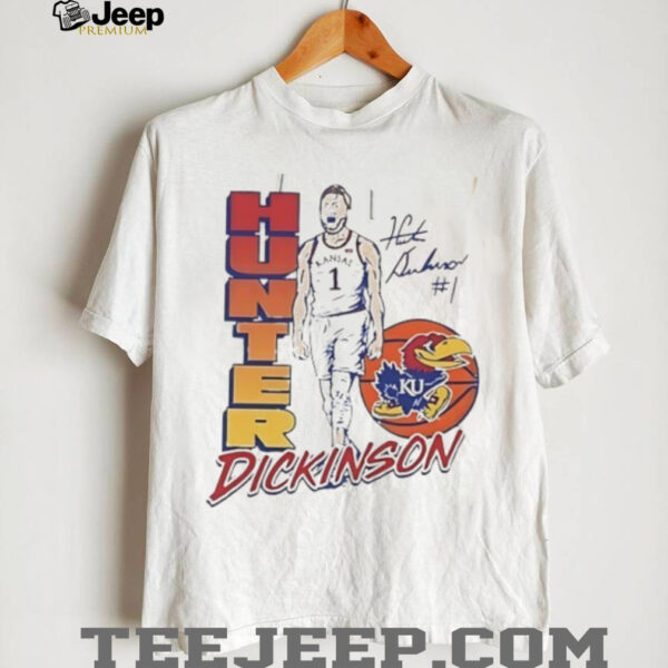Hunter Dickinson 1 Kansas Jayhawks Basketball player signature shirt