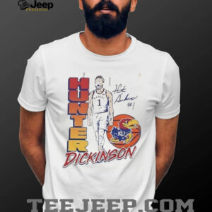 Hunter Dickinson 1 Kansas Jayhawks Basketball player signature shirt