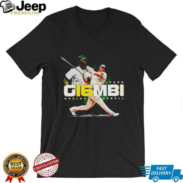 Jason Giambi swing player Oakland baseball shirt
