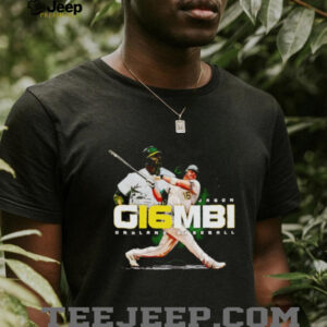 Jason Giambi swing player Oakland baseball shirt