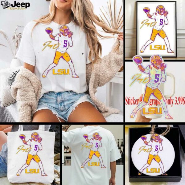 Jayden Daniels superstar pose LSU Tigers signature shirt