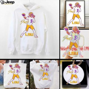 Jayden Daniels superstar pose LSU Tigers signature shirt