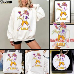 Jayden Daniels superstar pose LSU Tigers signature shirt