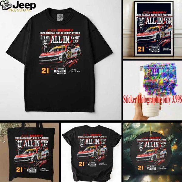 Josh Berry Checkered Flag Sports Black 2025 NASCAR Cup Series Playoffs Ford Motorcraft All In T Shirt