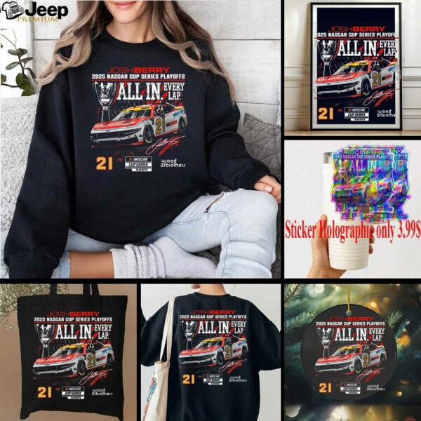Josh Berry Checkered Flag Sports Black 2025 NASCAR Cup Series Playoffs Ford Motorcraft All In T Shirt
