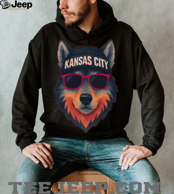 Kansas City Shirt, Wolf Shirt with Cool Beanie & Shades shirt