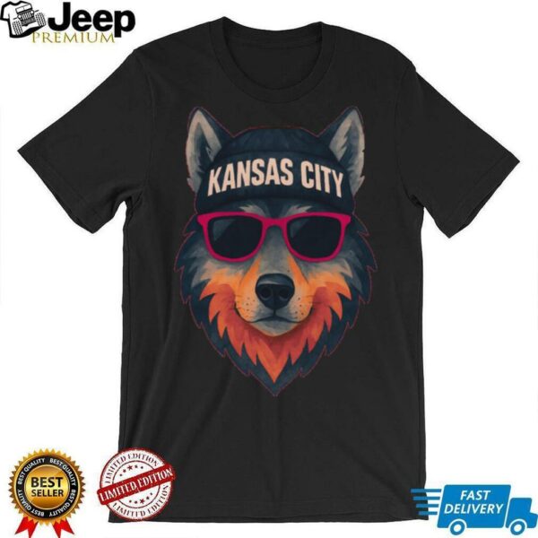 Kansas City Shirt, Wolf Shirt with Cool Beanie & Shades shirt