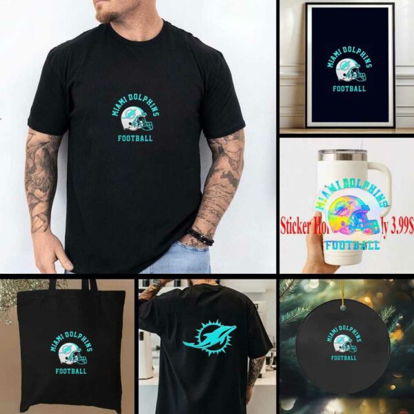 Miami Dolphins Football Helmet Logo 2 sided t shirt