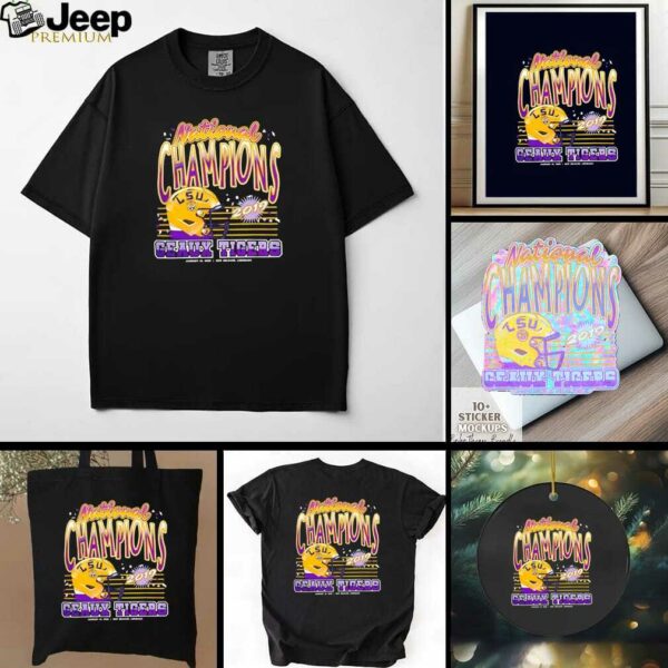 LSU Tigers 2019 National Champions Geaux Tigers helmet shirt