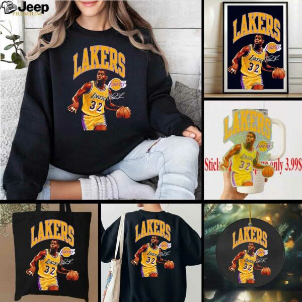 Magic Johnson Los Angeles Lakers classics player arch signature shirt