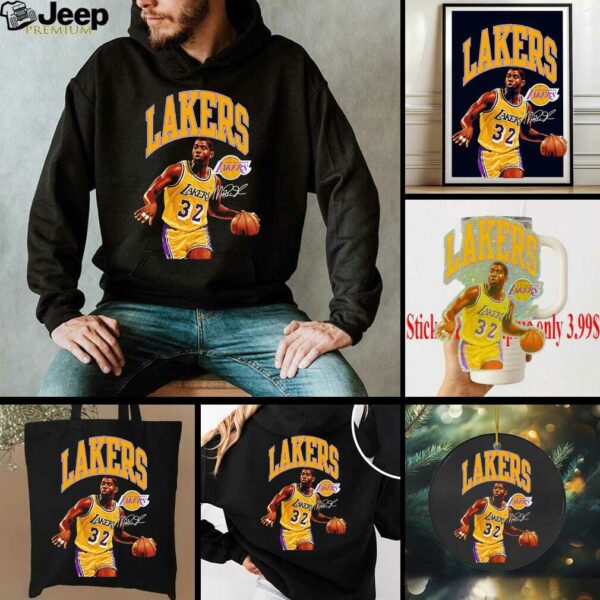 Magic Johnson Los Angeles Lakers classics player arch signature shirt