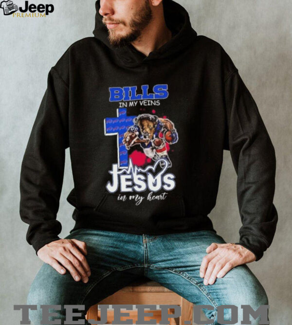 Mascot Buffalo Bills football in my veins Jesus in my heart shirt