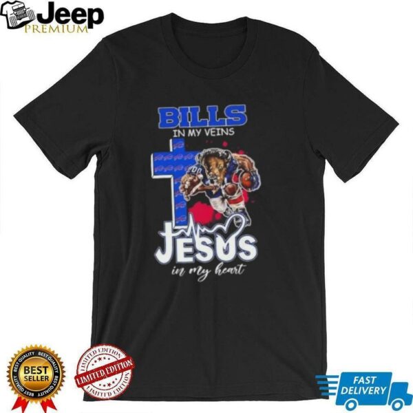 Mascot Buffalo Bills football in my veins Jesus in my heart shirt