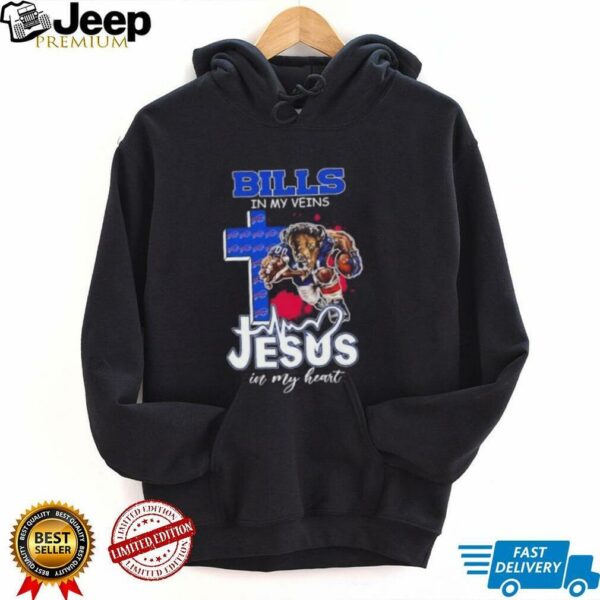 Mascot Buffalo Bills football in my veins Jesus in my heart shirt