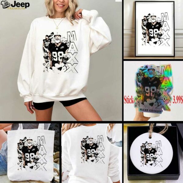 Maxx Crosby Las Vegas Raiders cream player collage shirt
