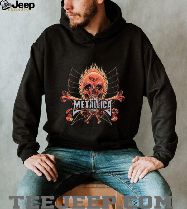 Metallica Flaming Rebel Skull T Shirt