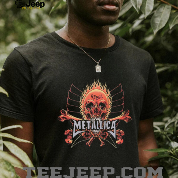 Metallica Flaming Rebel Skull T Shirt