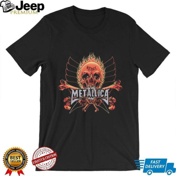 Metallica Flaming Rebel Skull T Shirt