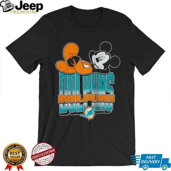 Miami Dolphins Mickey at Quarterback Disney Vintage Football T Shirt