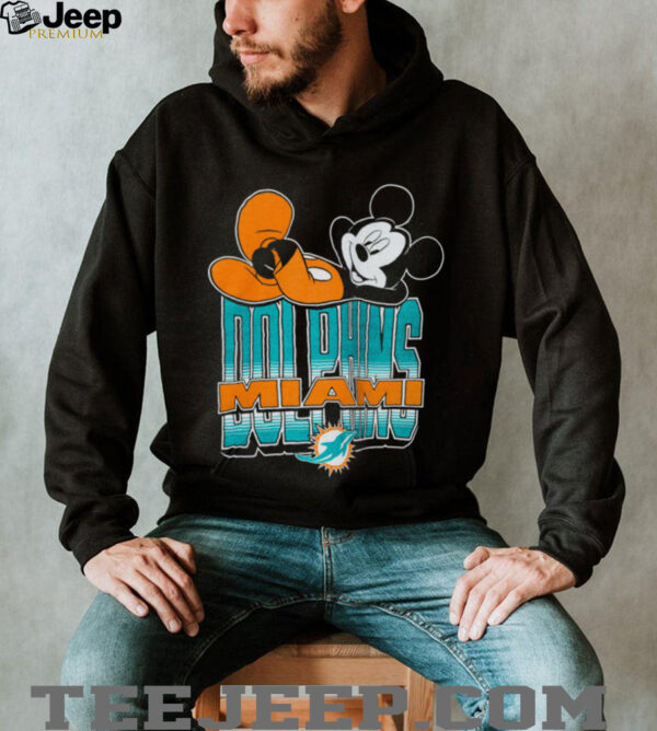 Miami Dolphins Mickey at Quarterback Disney Vintage Football T Shirt