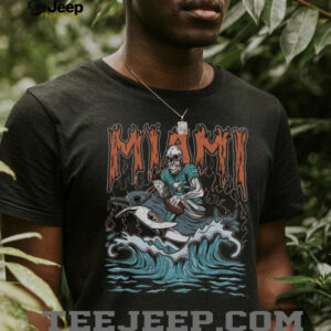 Aqua Miami Dolphins Stripe Splash Franklin Throwback T Shirt