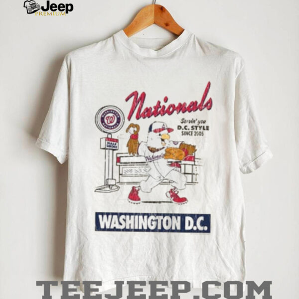 Mitchell and Ness Washington Nationals White Deli Mascot Short Sleeve T Shirt