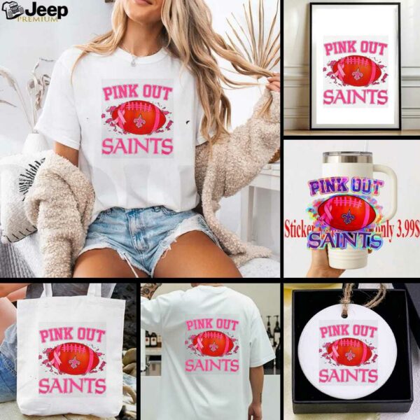 New Orleans Saints pink out ball pink ribbon shirt