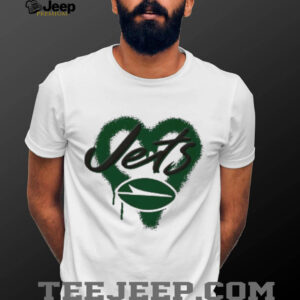 New York Jets Natural Spray Heart Boxy paint shirt