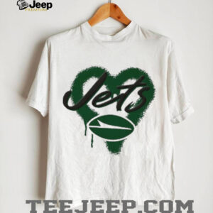 New York Jets Natural Spray Heart Boxy paint shirt