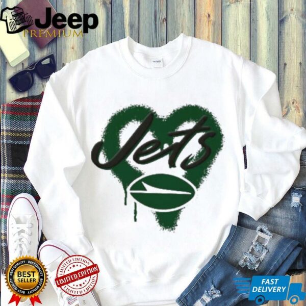 New York Jets Natural Spray Heart Boxy paint shirt