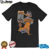New York Knicks Mitchell & Ness Light Blue Hardwood Classics Arctic Sunset Neon Retro Logo T Shirt