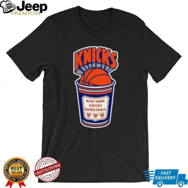 New York Knicks Mitchell & Ness Black Hardwood Classics Coffee Cup Vintage Logo T Shirt