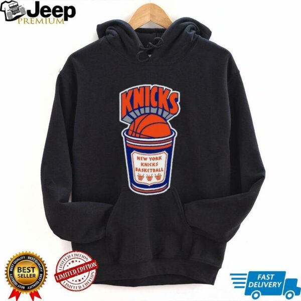 New York Knicks Mitchell & Ness Black Hardwood Classics Coffee Cup Vintage Logo T Shirt