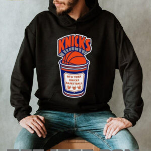 New York Knicks Mitchell & Ness Black Hardwood Classics Coffee Cup Vintage Logo T Shirt