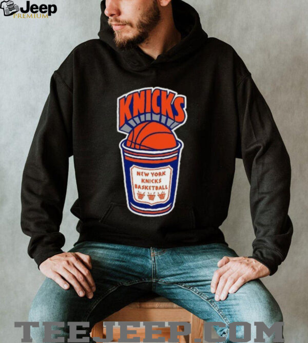 New York Knicks Mitchell & Ness Black Hardwood Classics Coffee Cup Vintage Logo T Shirt
