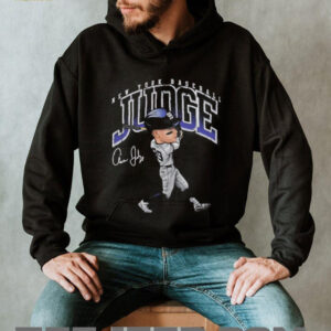 New York Yankees Aaron Judge slugger swing cartoon autographed shirt
