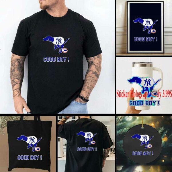 New York Yankees good boy a dog defecating Boston Red Sox logo shirt