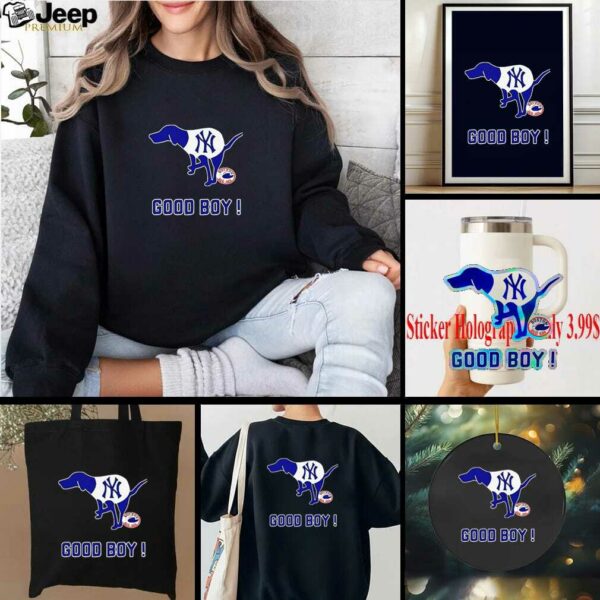 New York Yankees good boy a dog defecating Boston Red Sox logo shirt