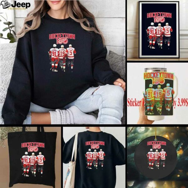 Official Detroit Red Wings Hockey Town 100 Years Signatures 2025 Shirt