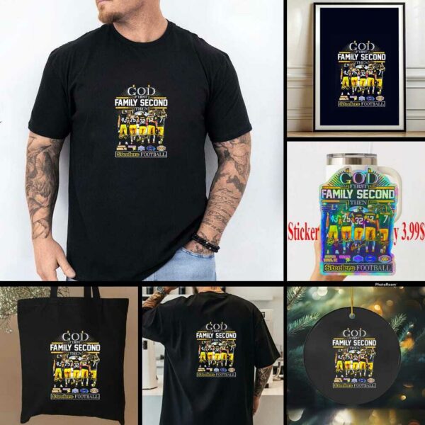 Official God first family second then 5X Super Bowl Champions Steelers football shirt