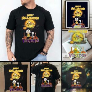 Official Happy Halloween Minnesota Vikings X The Peanuts Snoopy And Charlie Brown Shirt