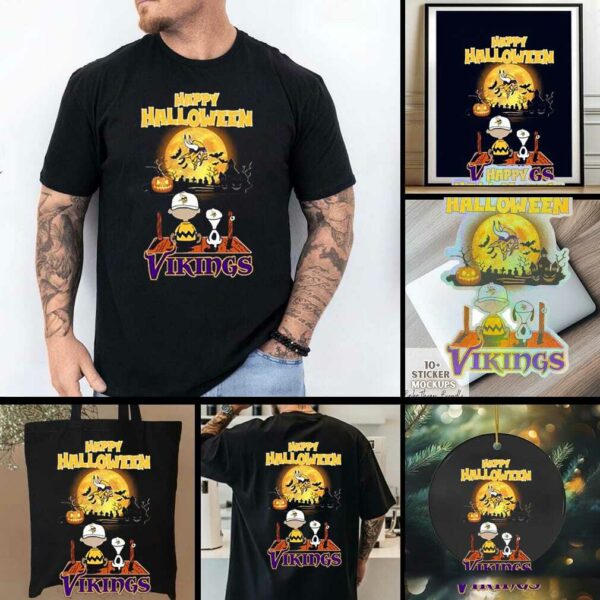 Official Happy Halloween Minnesota Vikings X The Peanuts Snoopy And Charlie Brown Shirt