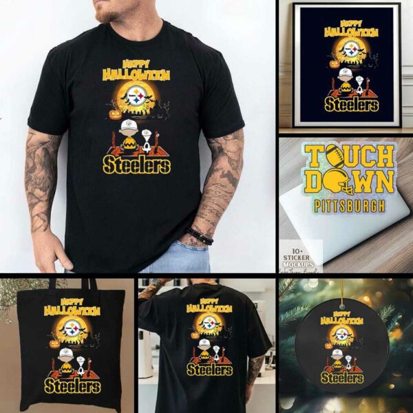 Official Happy Halloween Pittsburgh Steelers X The Peanuts Snoopy And Charlie Brown Shirt