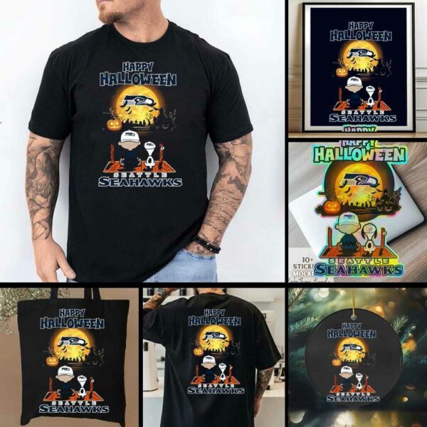 Official Happy Halloween Seattle Seahawks X The Peanuts Snoopy And Charlie Brown Shirt