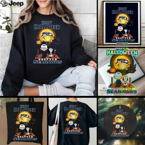 Official Happy Halloween Seattle Seahawks X The Peanuts Snoopy And Charlie Brown Shirt