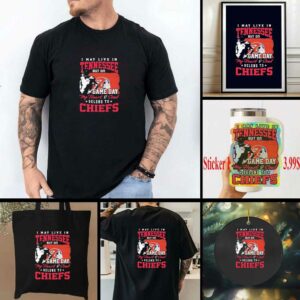 Official I May Live In Tennessee But Gameday My Heart And Soul Belong To Kansas City Chiefs Flag Shirt